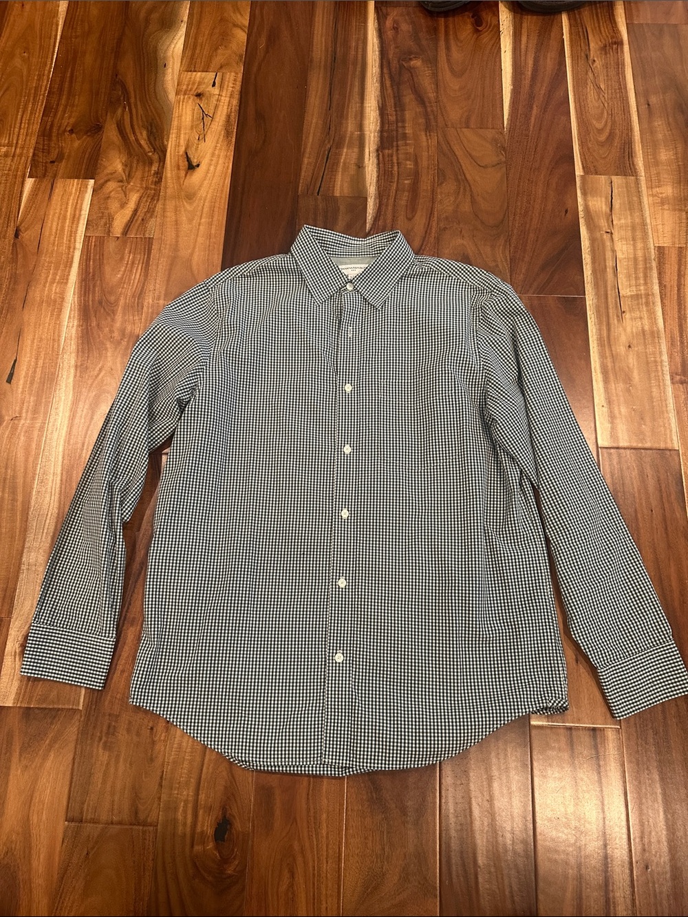 Men’s Banana Republic Forrest Green and White Gingham Dress Shirt